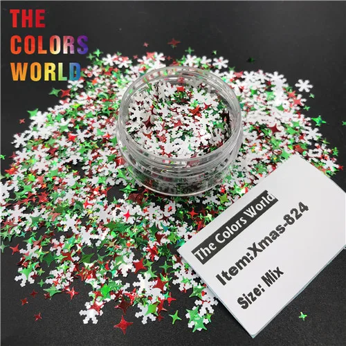 Xmas-824 200g TCT-370 Christmas Nails Glitter Nail Art Christmas Decoration Resin Art On Tumblers Craft Handmade Accessoires Festival Party - Цвет: Xmas-824 200g