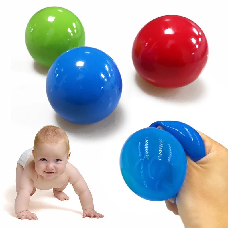 

Stick Wall Ball Decompression Ball Sticky Squash Ball Suction Decompression Toy Glow In The Dark Toys Birthday Gift For Kids