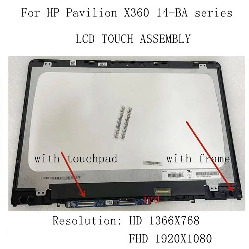 14 дюймовый сенсорный ЖК-экран в сборе с рамкой для HP Pavilion X360 14-BA 14-ba001la 14-ba002la 14-ba003la