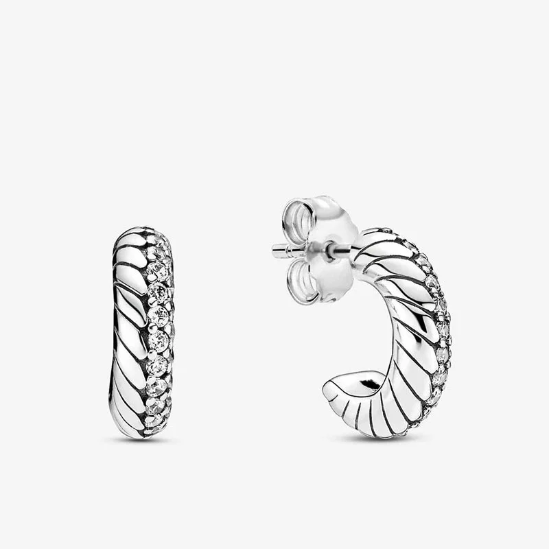 Женские серьги гвоздики из стерлингового серебра 925 пробы с узором в виде змеиной цепи модные оригинальные