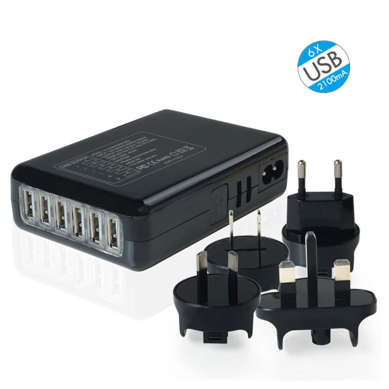 6 портов USB мульти зарядное устройство для xiaomi iPhone samsung Путешествия стены Универсальный мощность быстрое зарядное устройство адаптер питания UK/EU/US/AU Plug