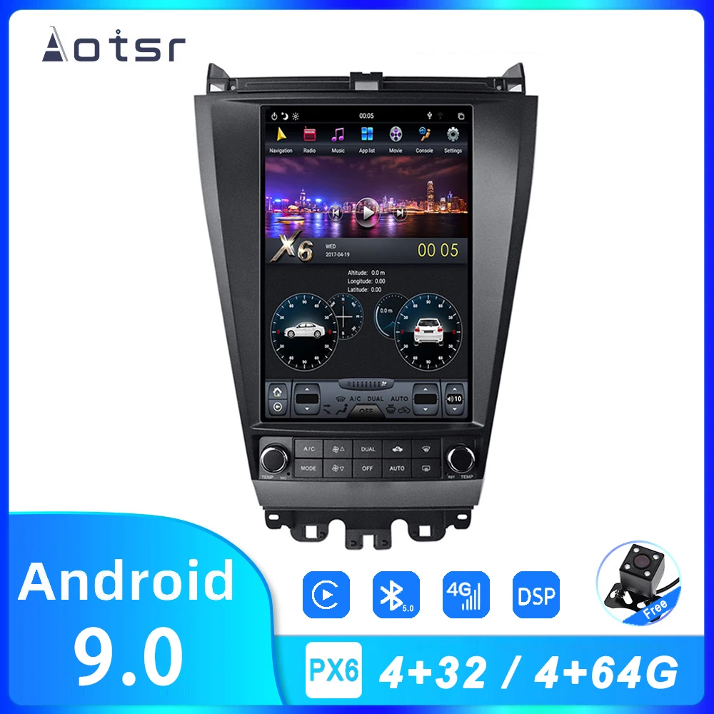 Автомобильный радиоприемник AOTSR Android 9 автомобильный Coche DSP Авторадио для Honda Accord 7