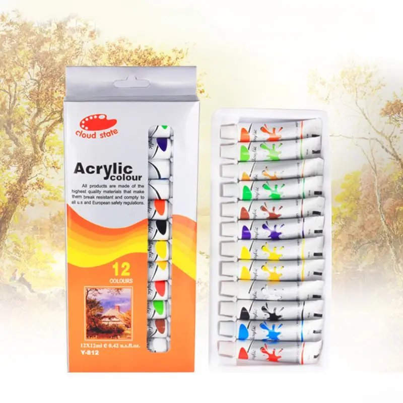 

12 Color 12ml Heavy Body Colors Rich Pigments Acrylic Paint Set for Painting Crafts