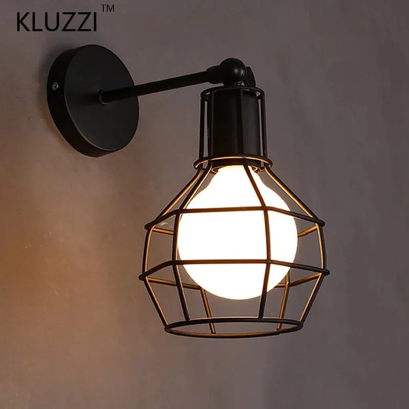 Luminária de parede de ferro forjado retrô, vento industrial criativo