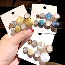 Новинка Ins, милая акриловая блестящая шпилька с геометрическим рисунком для женщин и девочек, повязка на голову, заколки для волос, украшение для волос, модные аксессуары для волос