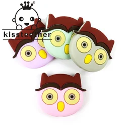 Kissteether New 5pcs Silicone Mini Owl Beads Cute BPA Free Baby Silicone Teether Food Grade Rodents DIY Baby Teething Toys Gift