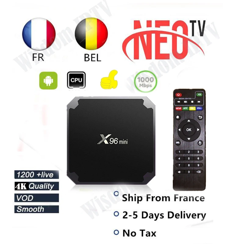 Франция IP tv X96 Мини Android tv box 1 год neo tv pro подписка 1300+ Live Европа французский Бельгия Арабский Ip tv m3u Smart tv box