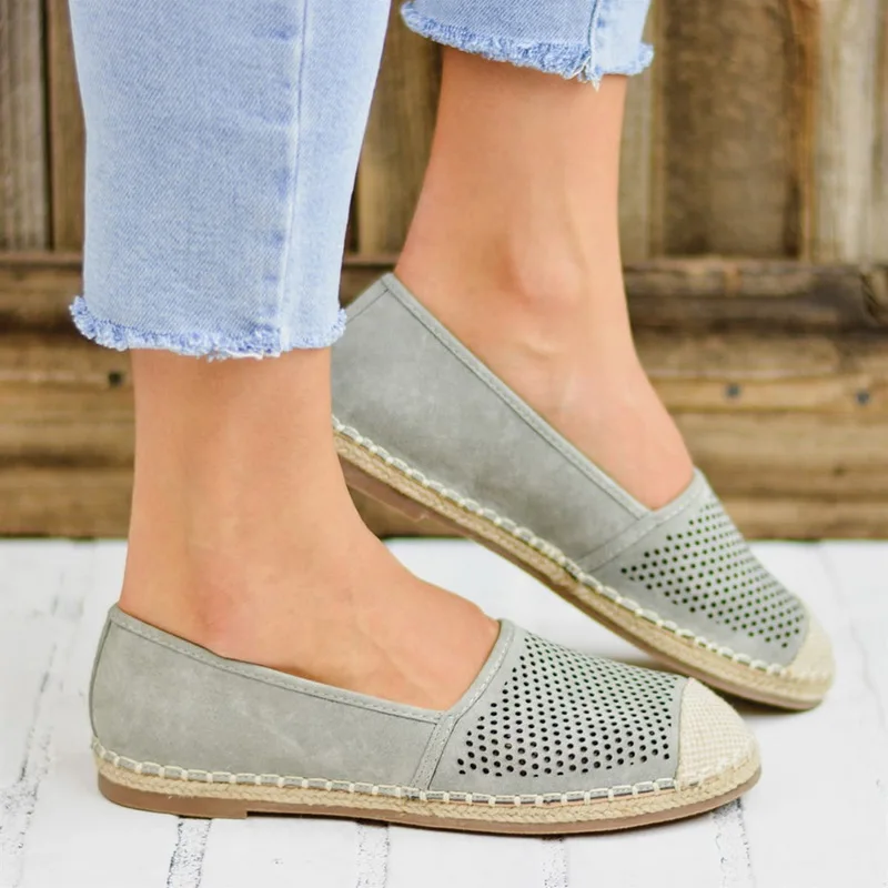 

CYSINCOS Women's Loafers Flat Slip-on Shoes Casual Single Sneakers Mesh Breathable Shoes Round Toe 35-43