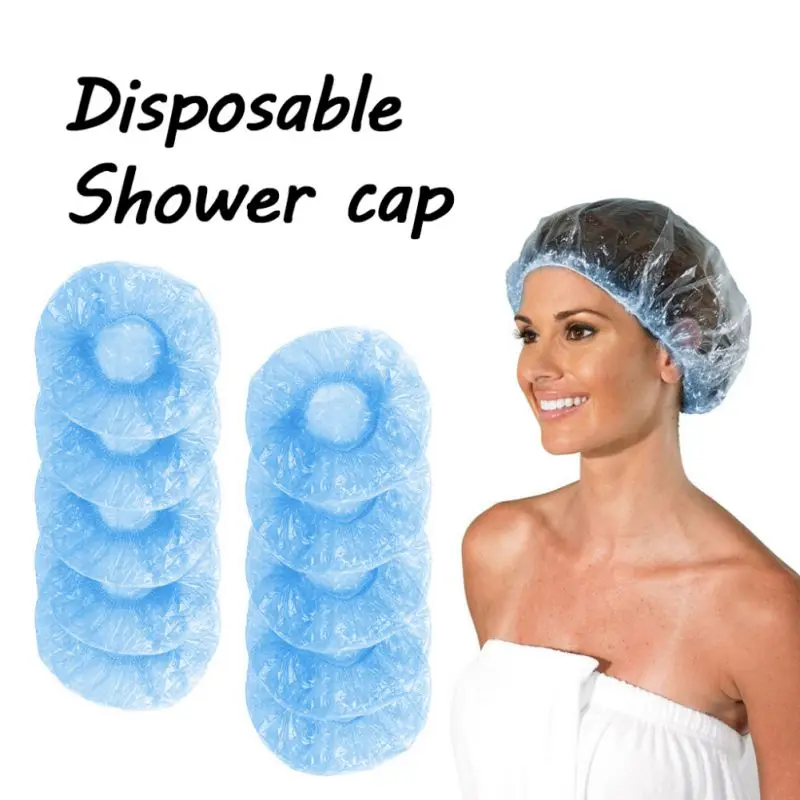 10Pcs Disposable Premium Shower Cap Hotel Home Bathing Flower Hair