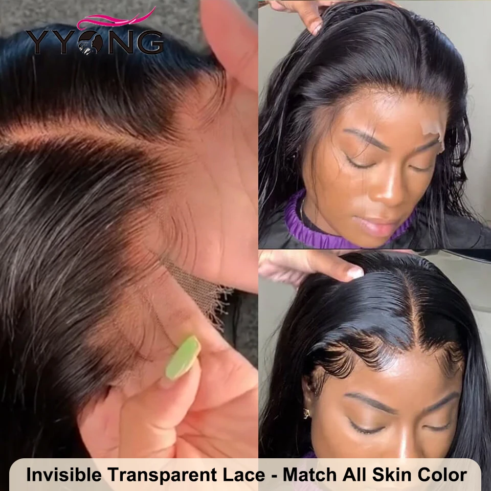YYong Straight 1×6 T Part Lace Wigs& 4×4 Lace Closure Wig With Swiss Lace Invisible Knot HD Transparent Lace Part Wig