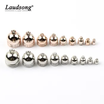 

6-18MM Rose Gold/Silver Color Round Tassel Cap Beads for Necklace Leather Rope End Crimp Fitting DIY Jewelry Making Fasteners