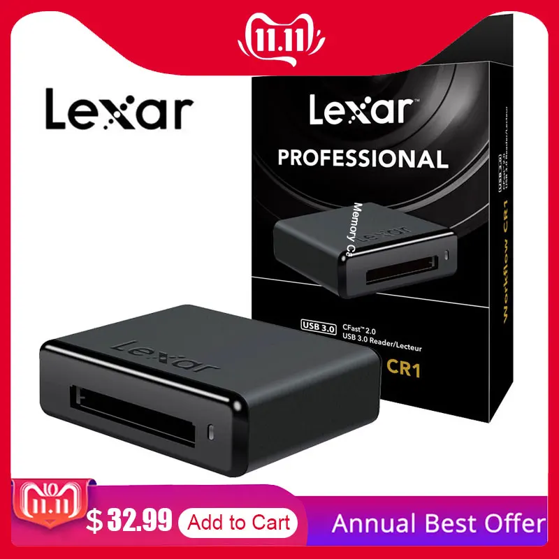 Lexar CF кард-ридер USB3.0 концентратор CompactFlash Thunderbolt 2 черный адаптер для HD/3D/4 K Видеокарта адаптер дропшиппинг