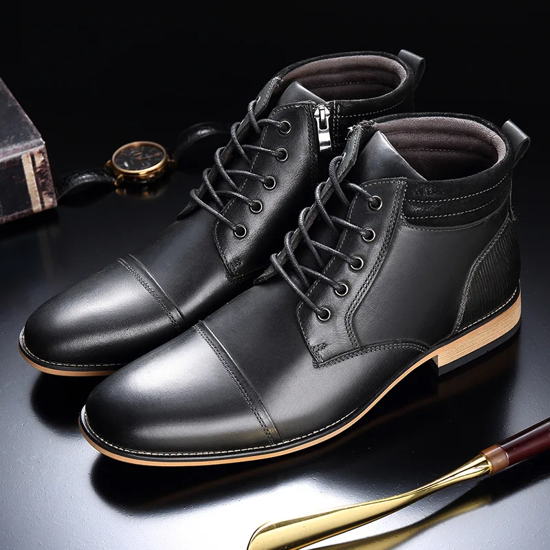 

Ark Bird Europe And America Martin Boots Men Casual Hight-top MEN'S SHOES Genuine Leather Shoes Men's Leather Boot Large Size Sh