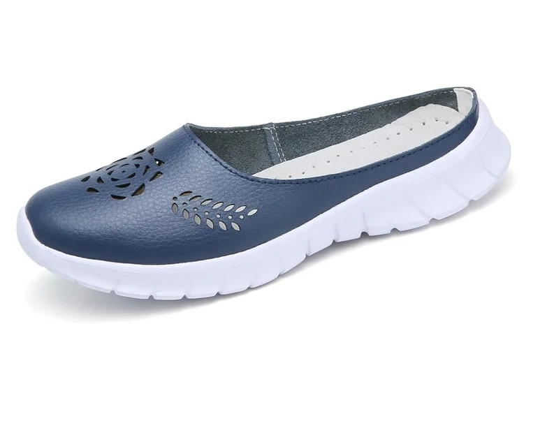 Summer women flat shoes genuine leather cutout ballet flats shoes flats ladies slip on loafers nurse boat shoes