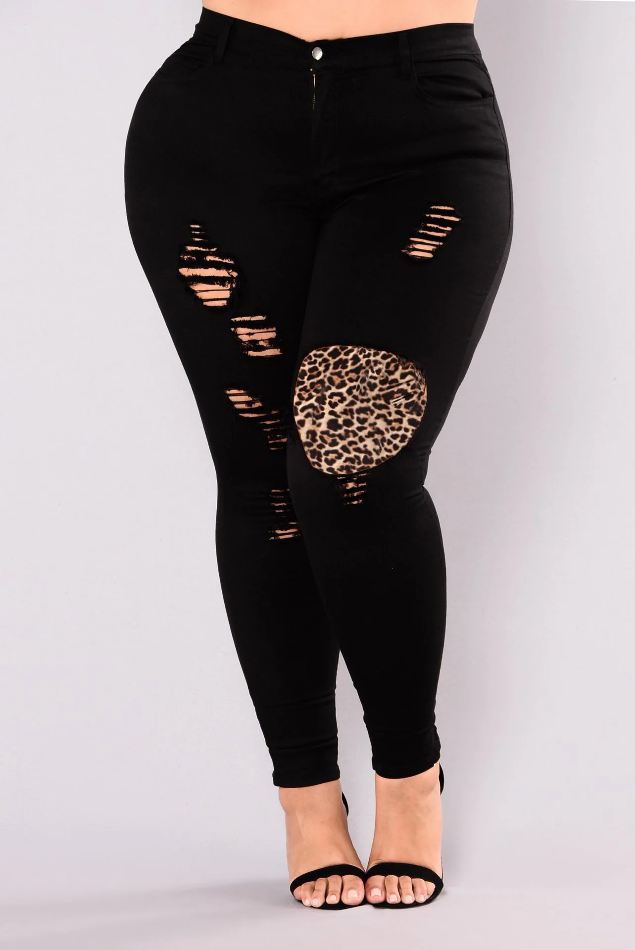 slim fit Autumn Spring Female New Fat Large Size L-6XL Slim-Fit Women's Jeans Ripped Feet Black Blue jeans jacket