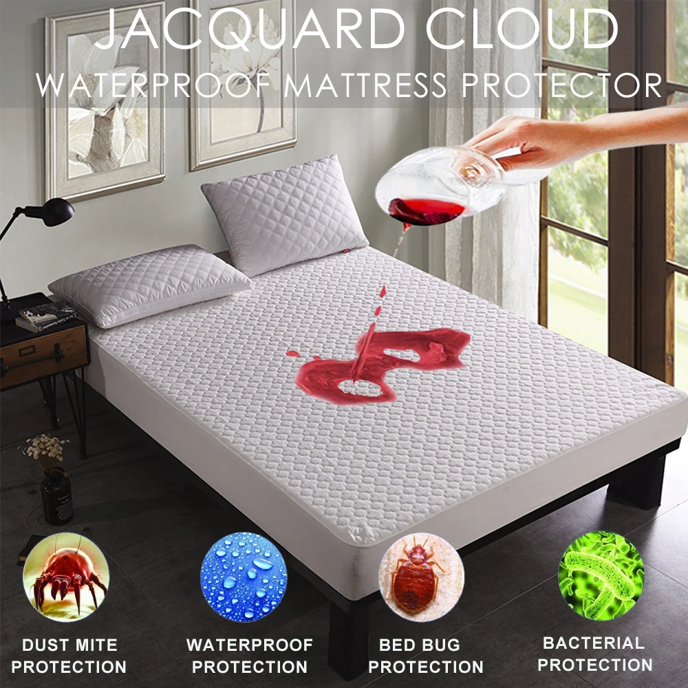  LFH Jacquard Cloudy Mattress Topper Bed Mattress Cover Colchao Waterproof Breathable Mattress Pad F