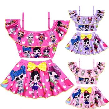 

Kid Baby Girls Lol Bikini Bow Set Ruffle Swimwear Swimsuit Bathing Suit Cartoon Print Costume Clothing Beach Wear Dress for Girl