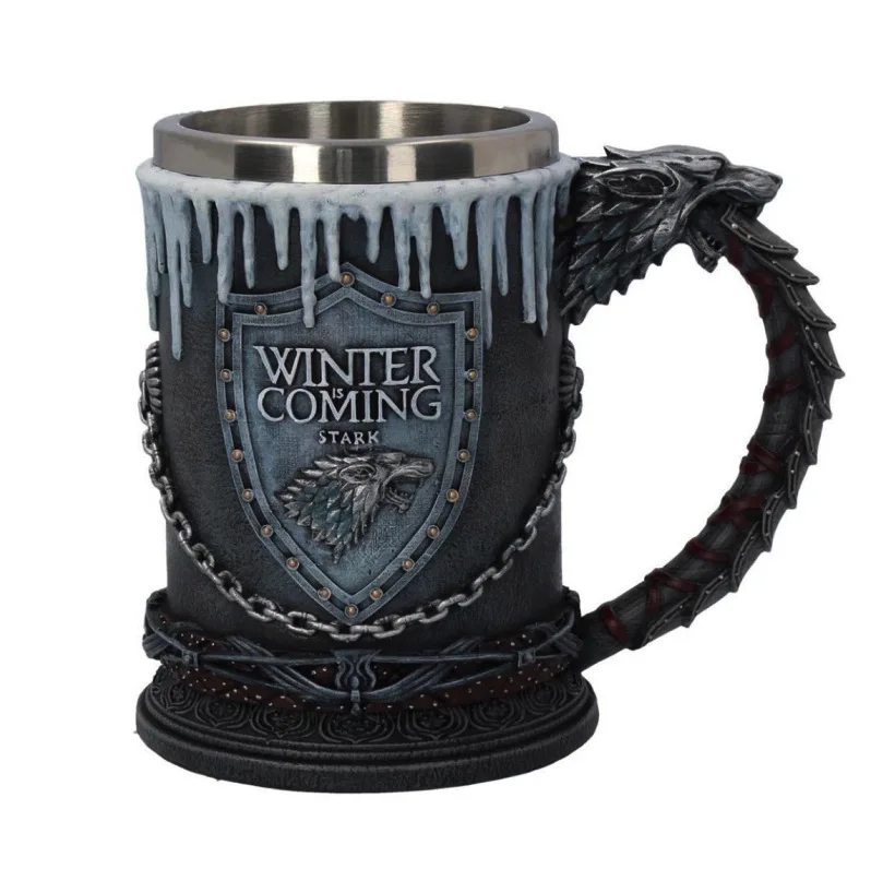 Игра ThronesGourde средневековый Кубок Викинг пиво Викинг рог для напитков украшение на Хэллоуин Череп Кубок кофе чашка из нержавеющей стали