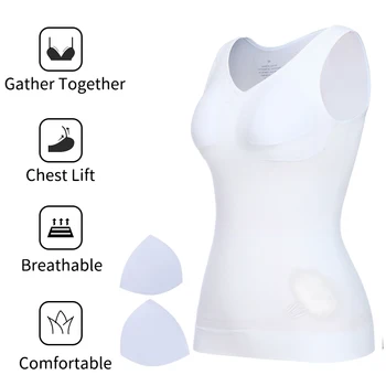 

Padded Shaperwear Compression Camisole Body Shaper Woman Tummy Control Tank Tops Slimming Shapers Waist Trainer Corset Slim Vest