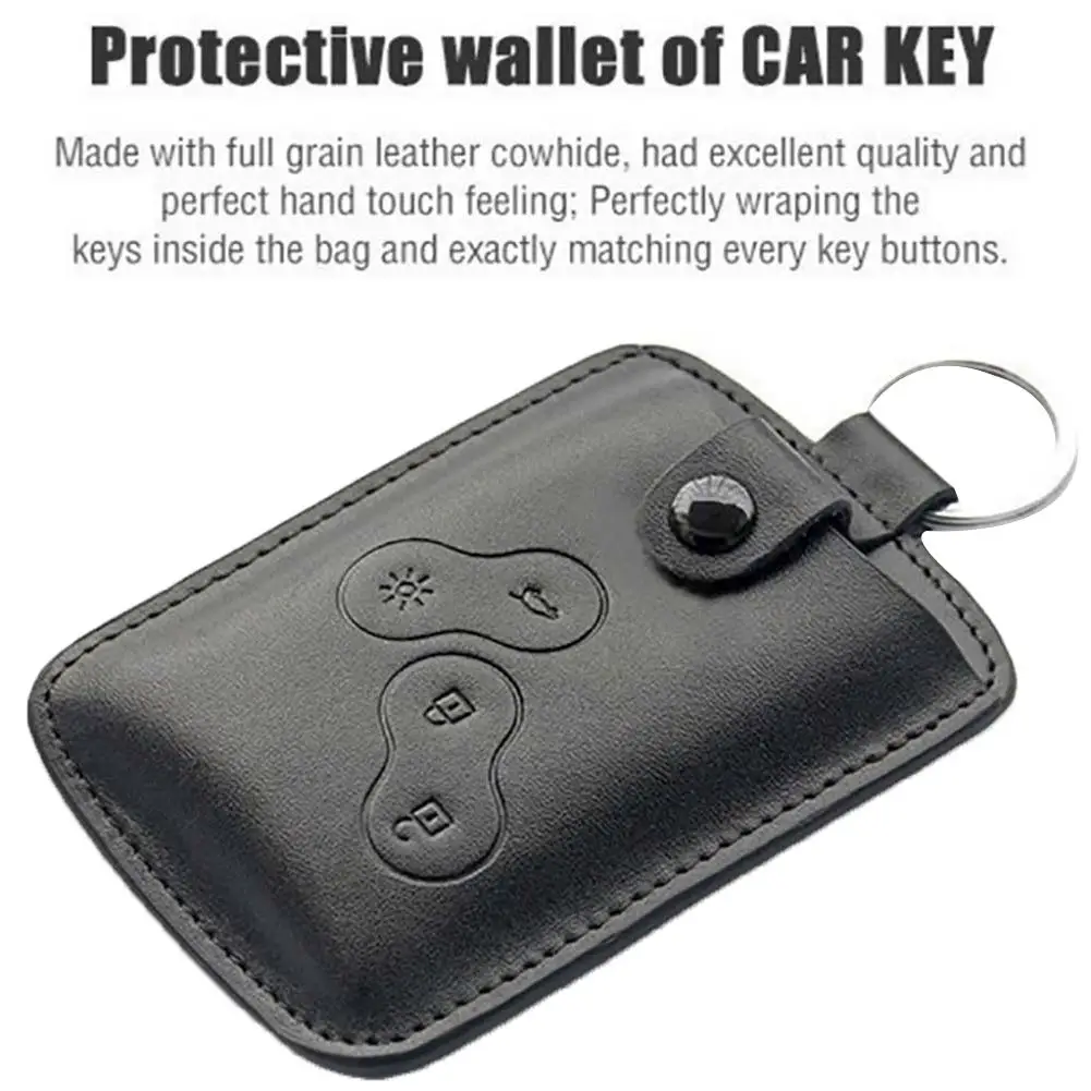 Key Case Key Case Cover Car Key Shell Remote Control Case Cover Genuine Leather Car Key Cover Case Bag for Renault Scenic with Keyring