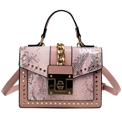 XMESSUN Роскошная брендовая змеиная сумка ретро змеиная сумка через плечо женская модная сумка через плечо дорожная сумка F326 - Цвет: Pink