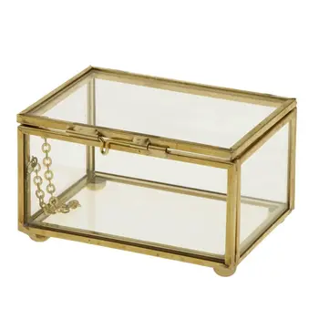 

New Geometric Glass Style Jewelry Box Table Container For Displaying Jewelry Keepsakes Home Decoration Plants Container Ewelry S