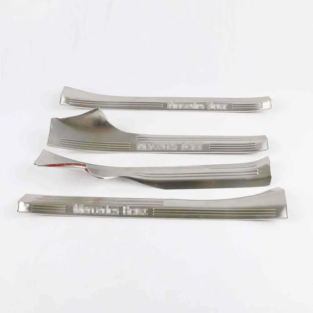 thumbnail image 1 of Para Mercedes-Benz Clase E 2016-2020, placa protectora de umbral de puerta, moldura de acero inoxidable, accesorios para coche, 4 piezas/juego, 1 of 3