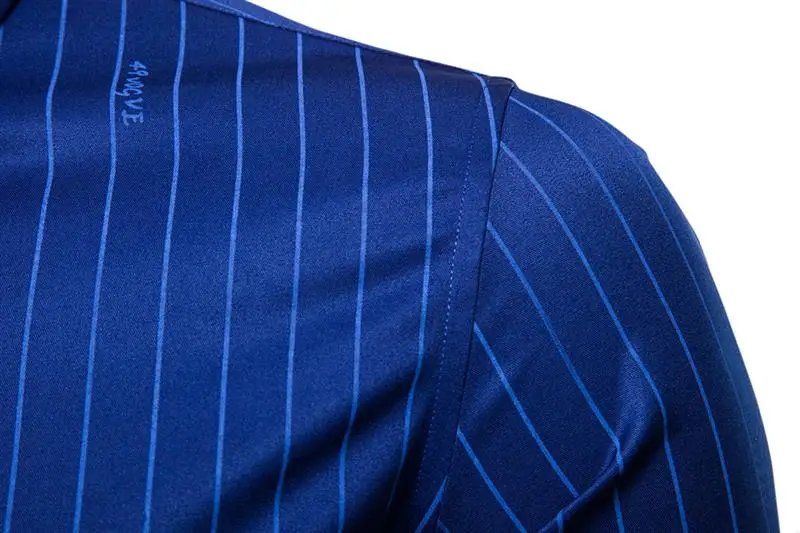 Мужская Повседневная рубашка Slim Fit Мужская Повседневная полосатая рубашка с длинным рукавом формальный белый черный флот платье рубашки мужская одежда Camisa