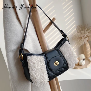 

Winter Plush Crossbody Bags For Women 2019 Fashion Small Cute Shoulder Messenger Bag Office Lady Phone Handbags and Purses