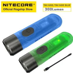 NITECORE TIKI GITD – Mini porte clés bleu, lumière UV, Signal d'avertissement clignotant, lampe de poche Rechargeable par USB, EDC, avec batterie 130mAh 