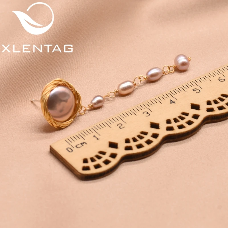 Женские серьги кисточки XlentAg из серебра 925 пробы с натуральным пресноводным