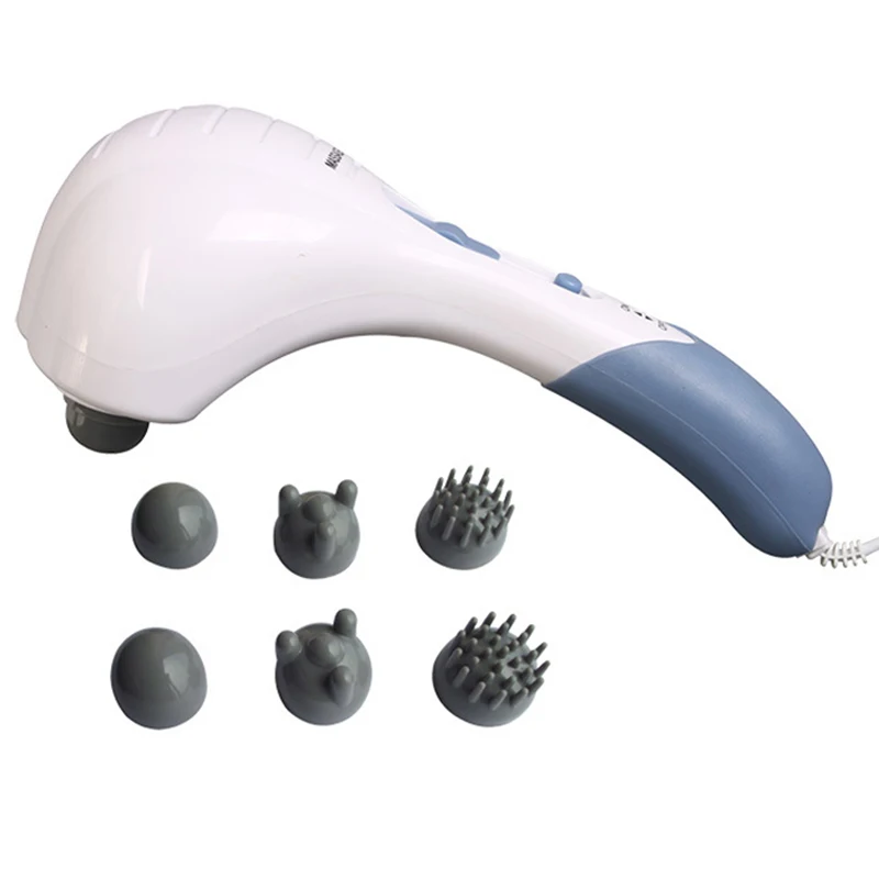 New 6 Massage Heads Electric Handheld Massager Hammer Vibrating Double Head Neck Back Body Cervical Vertebra Relax Stick Roller