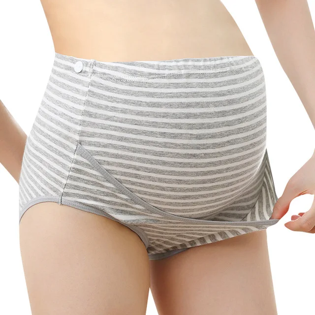Для женщин с высокой талией трусики сплошной полосы мягкие леггинсы дышащий Регулируемый брюки для мамочек Нижнее белье Трусики для беременных
