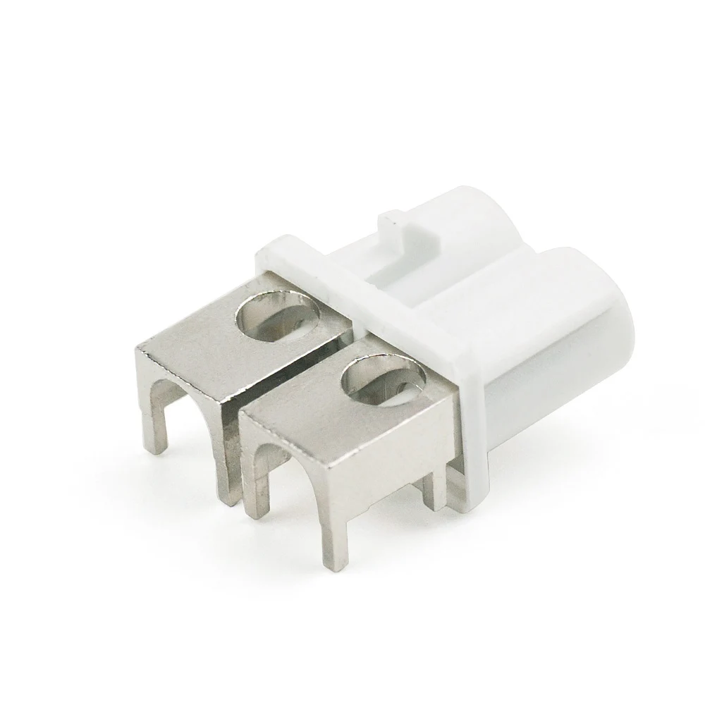 Superbat Fakra Double B White/9001 Male Right Angle End Launch PCB Mount RF Coaxial Connector for Radio with Phantom Supply