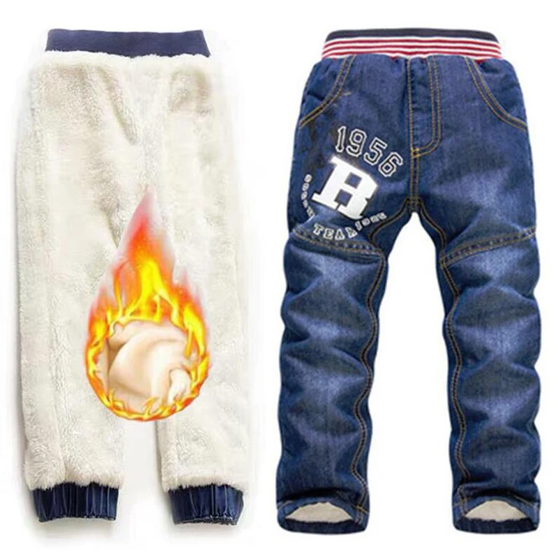 

2019 Baby Boys Girls Jeans Trousers New Arrival Fashion Brand Kids Add Wool Trousers Children Denim Jeans