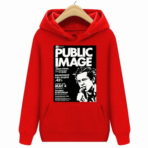 Красный PIL винтажный флаер белые толстовки свитшоты новые Sz XL панк секс пистолеты Damned Clash панк рок - Цвет: Красный