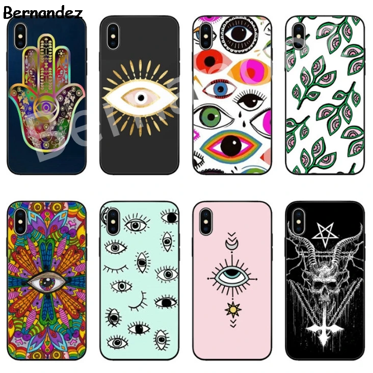 Bernandez 5 5S SE 6 6S TPU phone case cover for iPhone 7 8 plus X Xs Max XR gold foil evil eye in blush Hot selling fashion |