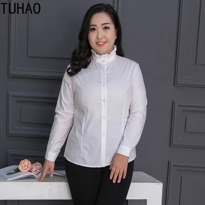 

TUHAO 3XL 4XL 5XL 6XL Oversized Blouse Women Tops Formal Office Ladies White Blusas Fashion Blusas Mujer De Moda