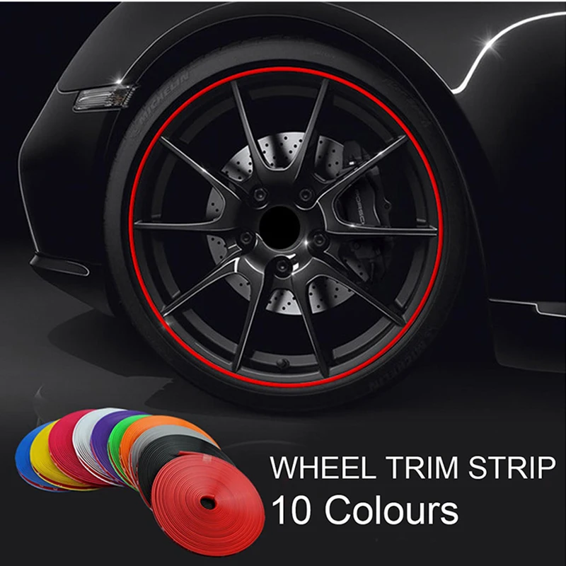 

Good NEW 8M/ Roll Rimblades Car Vehicle Color Wheel Rims Protectors Decor Strip Tire Guard Line Rubber Moulding Trim Wheel Decor
