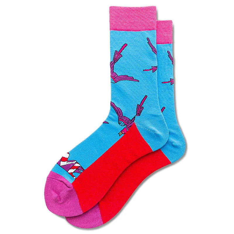 1 пара мужских носков, хлопковые забавные носки с рисунками животных, женские носки с язычком, новые подарочные носки на весну, осень и зиму - Цвет: 12