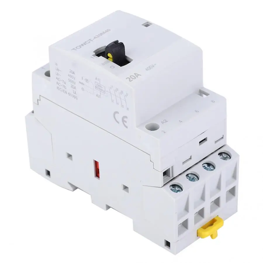 4P 20A 230/240V 50/60HZ AC контактор для дома с ручным переключением для удаленного Управление Din Rail 4NO IP40