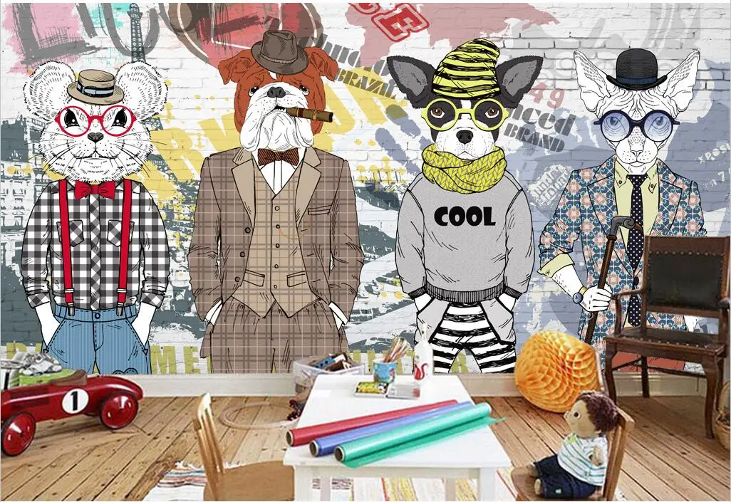 de roupas do cão parede de fundo decorativo auto-adesivo mural