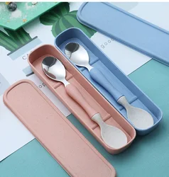 Cuillère à fruits à Double tête, vaisselle pour enfants, cuillère d'alimentation en acier inoxydable, accessoires pour bébés, cuillère à pommes pour enfants 