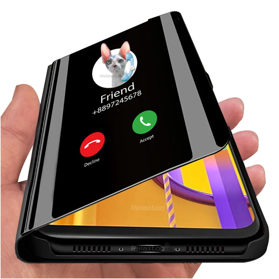 Умный зеркальный флип чехол для samsung galaxy m30s m 30 s 2019 чехлы samsungm30 galaxym30s подставка с