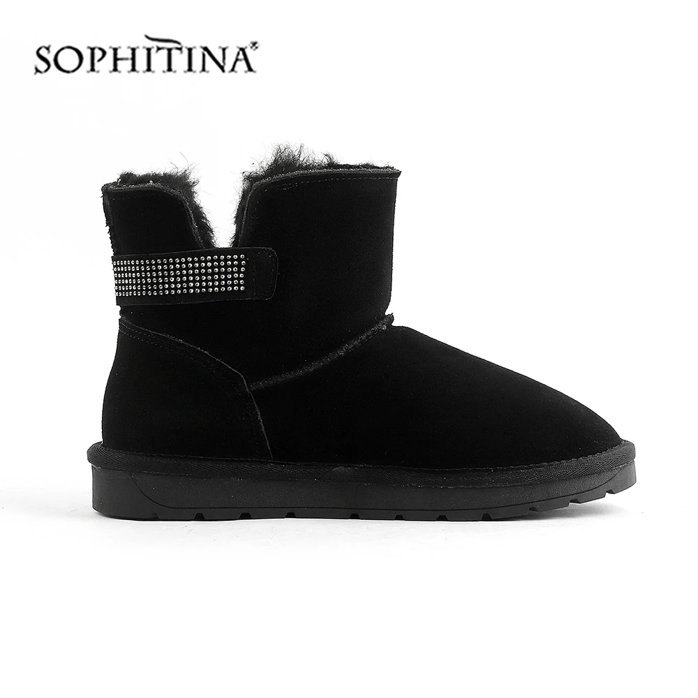 SOPHITINA/очень теплые ботинки Удобная модная дизайнерская однотонная шерстяная женская обувь ручной работы с круглым носком Лидер продаж; зимние ботинки; X33