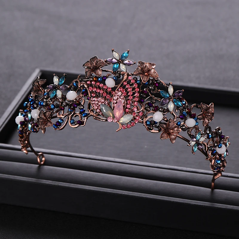 Vintage Bridal Crown Hair Accessories Butterfly Crystal Crown Party Wedding Hair Accessories Princess Crown Bridal Wedding Crown