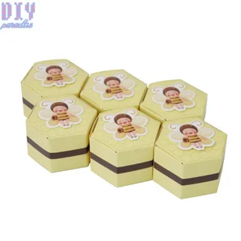 

100PCS Cute Bee Paper Candy Box 3D Wedding Favors Gift Boxes Party Birthday Baby Shower Boxes Supply