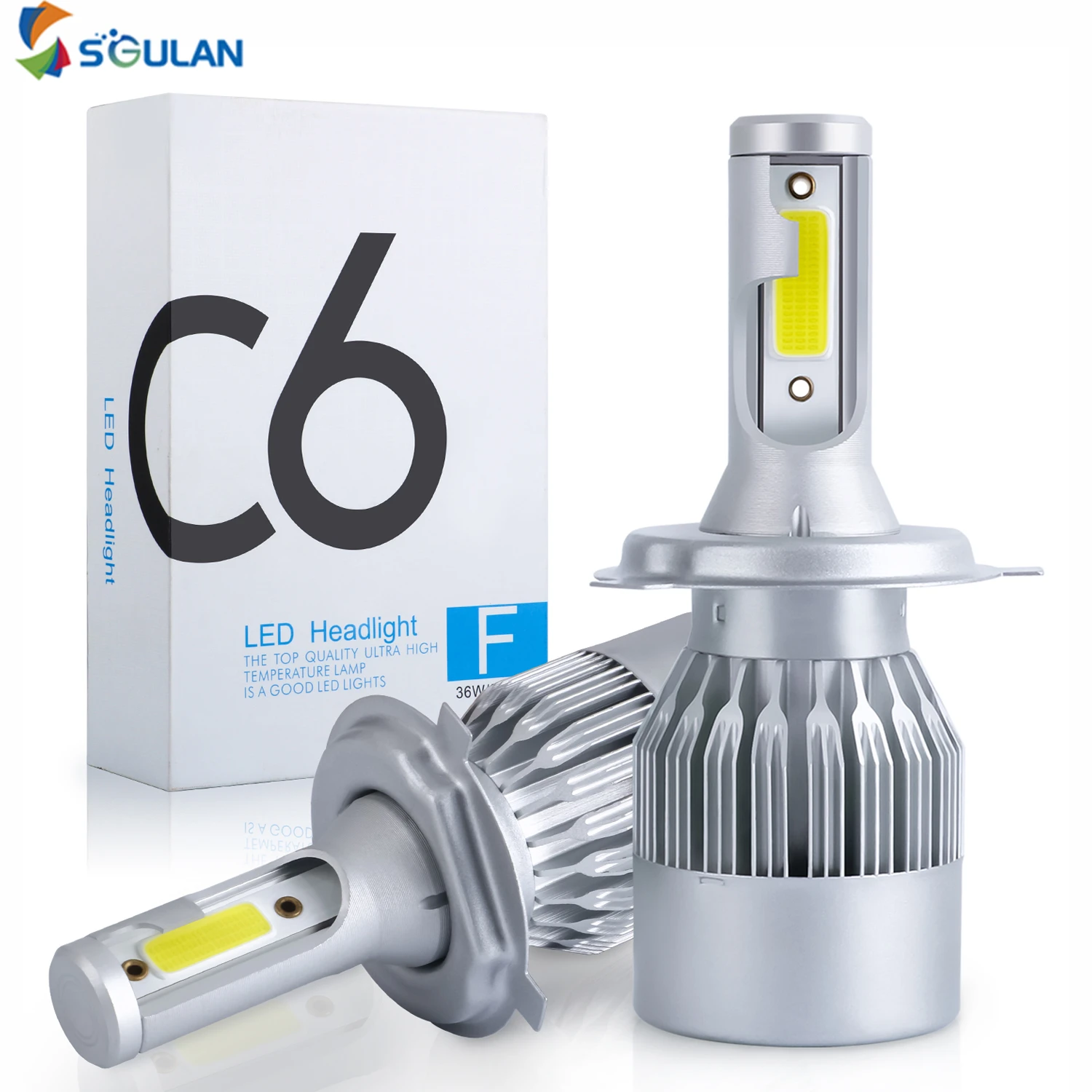 2 uds LED C6 Bombillas de faros LED H4 H7 luces LED coche 880 H11 HB3 9005 HB4 H13 Auto faros de niebla luces 12V 12V 6000K 72W|Bombillas (LED)