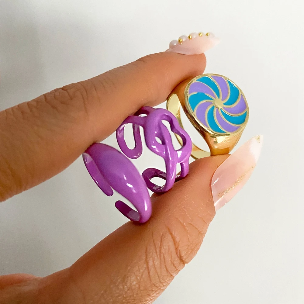 Vintage Heart Rings Set for Women Fashion Resin Flower Love Heart Ring Jewelry Gifts fashion rings fashion ring finger rings