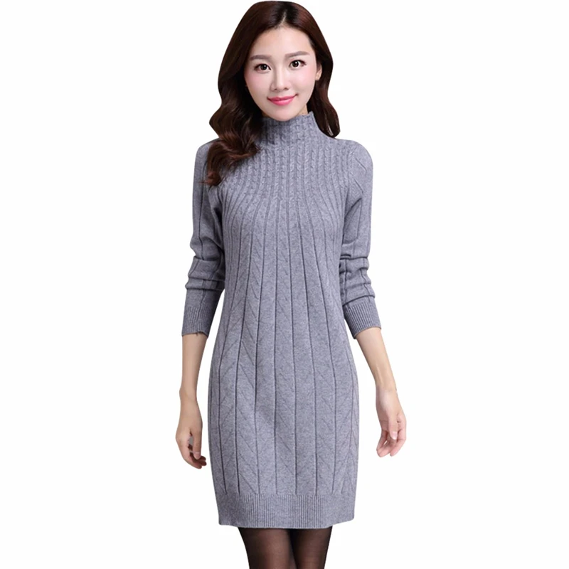 Long Sweater Dress Fall Winter Fashion Vintage Dresses Single-breasted Dress Mujer Autumn Vestido Ladies 807